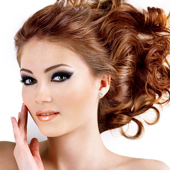 14K. GOLD STUD EARRING WITH NATURAL GREEN AMETHYSTS (Rose Gold) - Picture 3 of 6